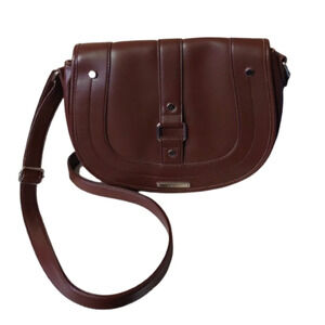 Nine West Brown Faux Leather Satchel Crossbody Shoulder Bag